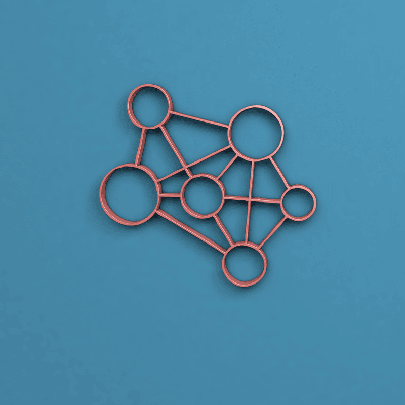 group of circles connected against a teal background 