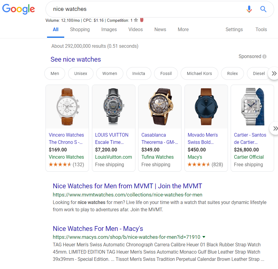 MVMT Google SERP