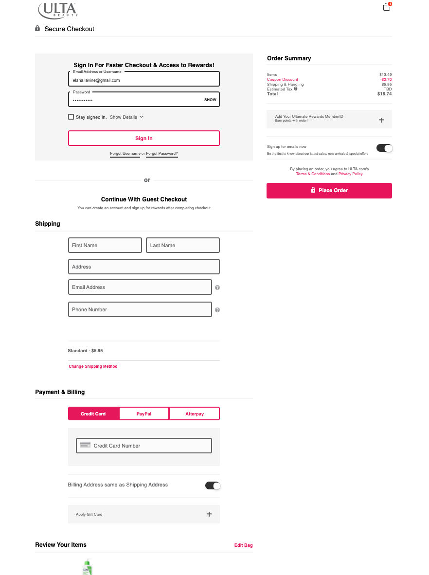 ulta checkout
