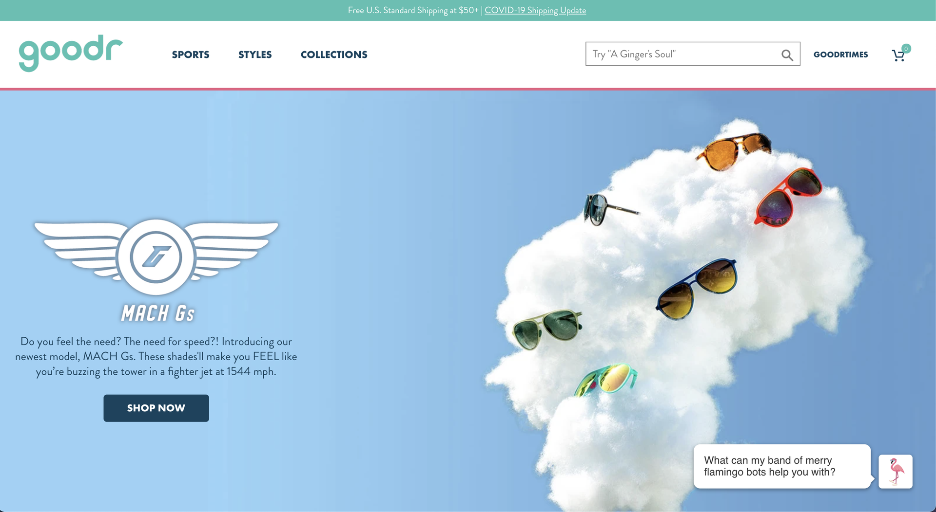 Goodr's Shopify Website Homepage