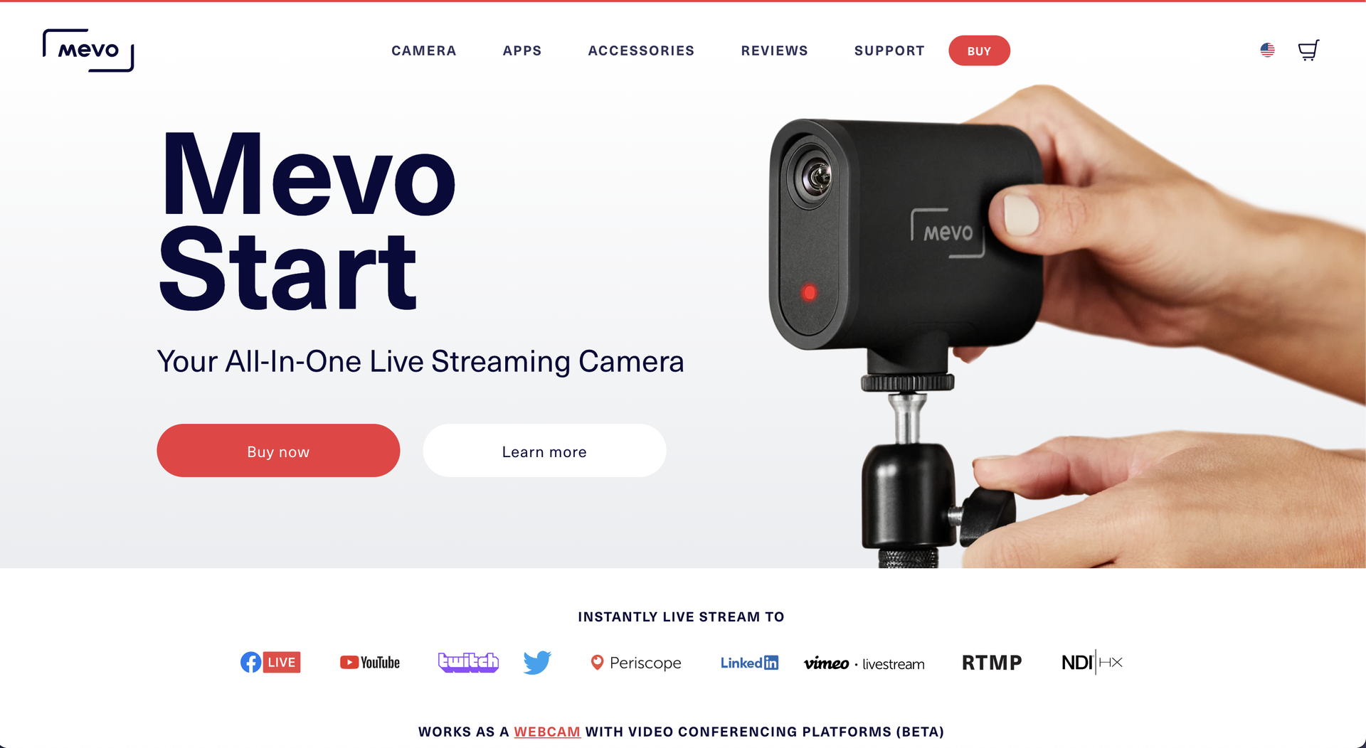 Mevo's Shopify Website Homepage