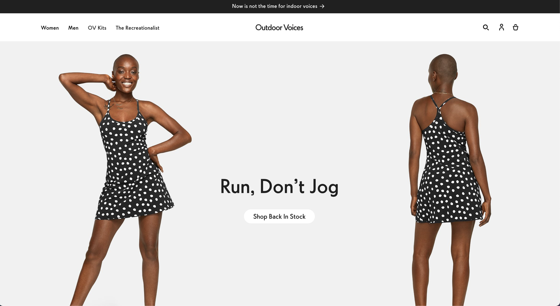 Outdoor Voice's Shopify Website Homepage