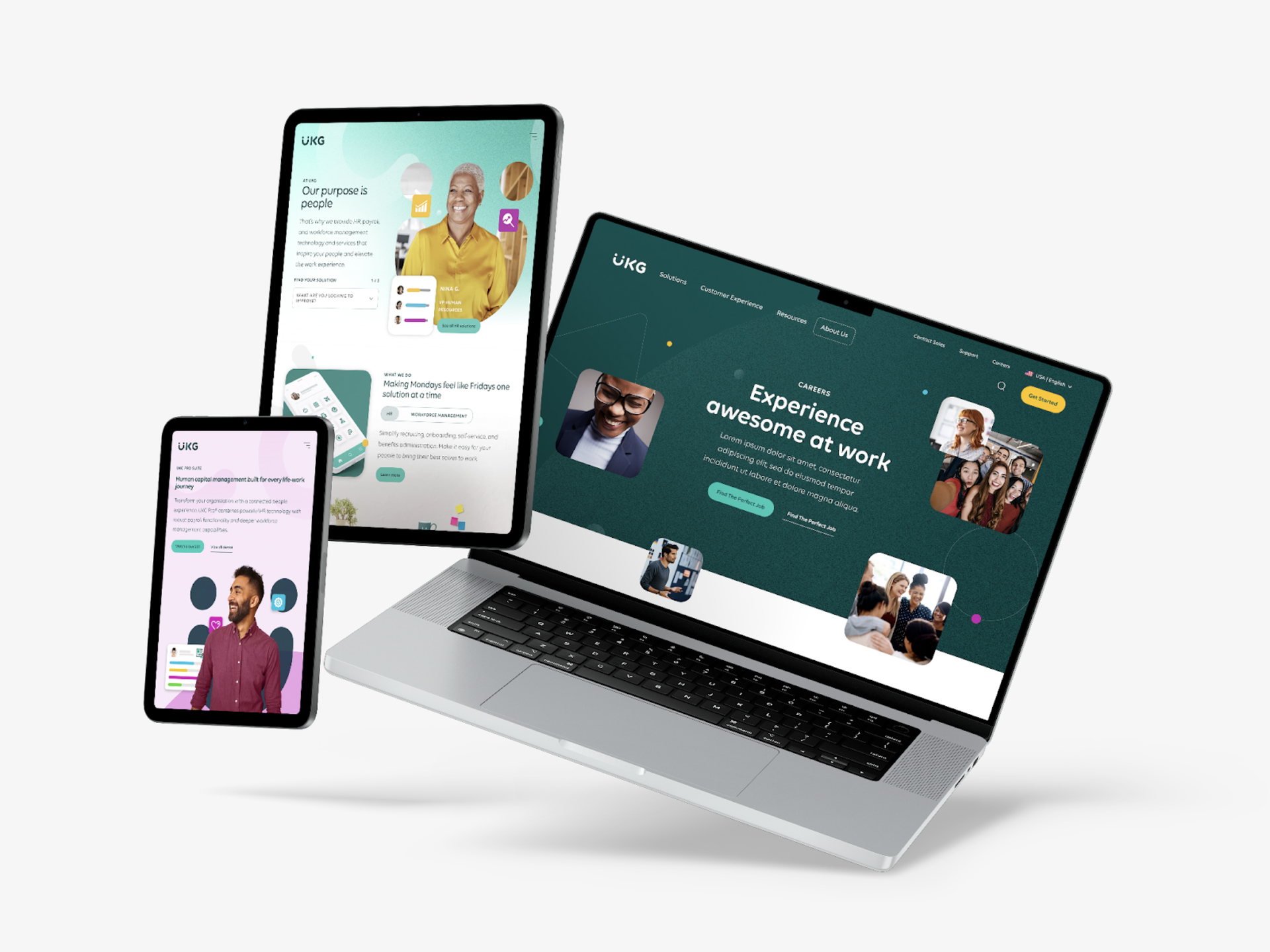 ukg website design on mobile screens 