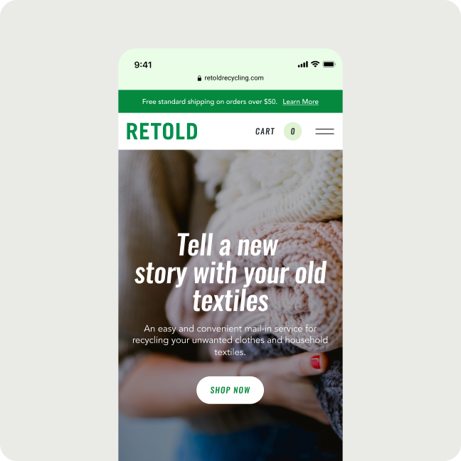 Retold mobile homepage