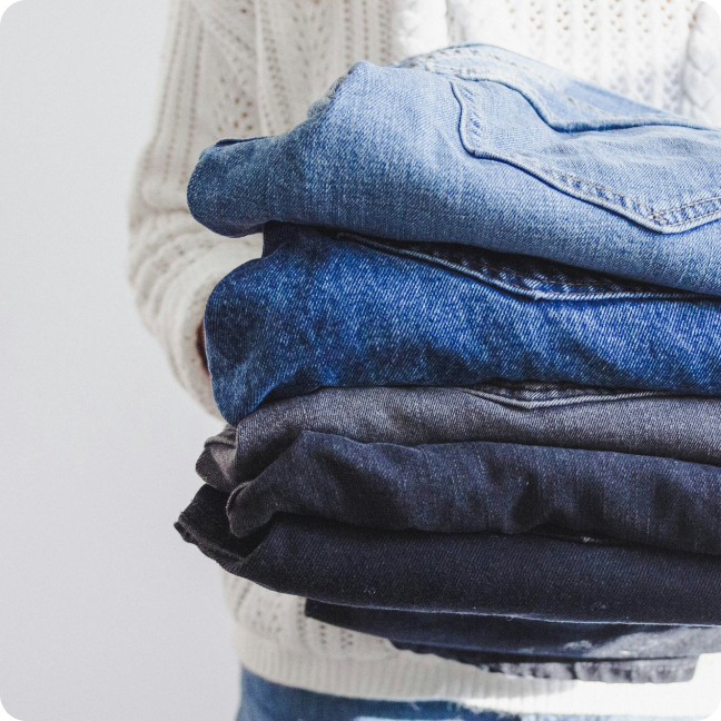 stack of jeans 