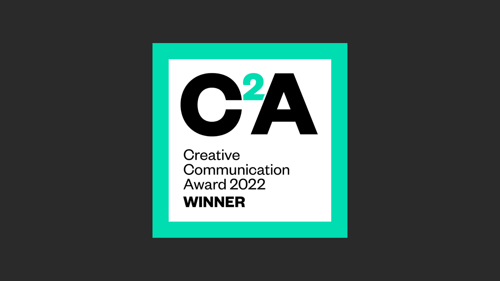 C2A Awards square logo with teal outline on a black background