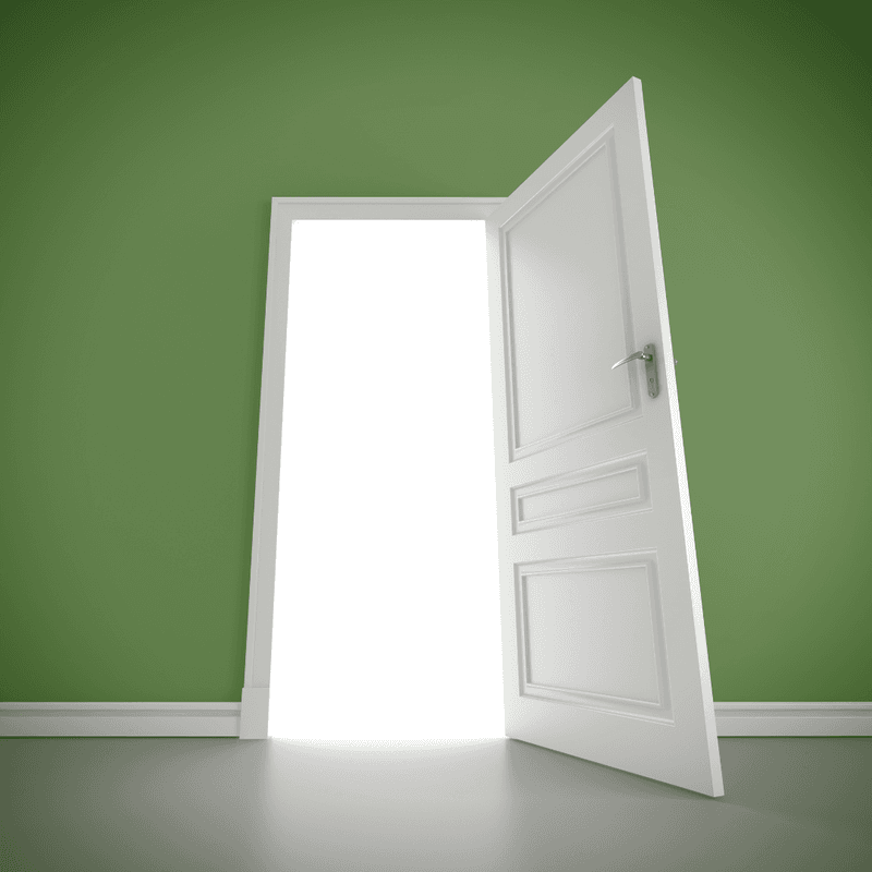 Open door in green room