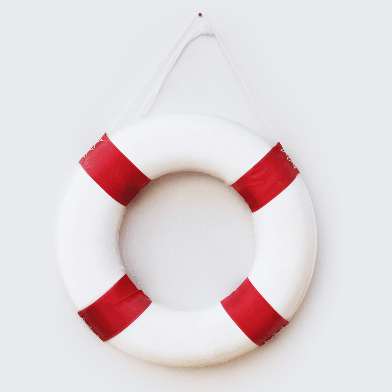 white and red life raft