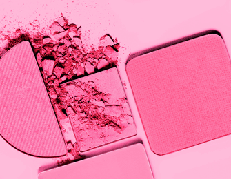 Pink powder cosmetics.