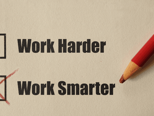 two check boxes, "work harder" is empty and "work smarter" has a check mark 