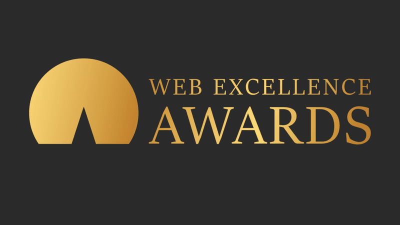web excellence awards gold logo on a black background 