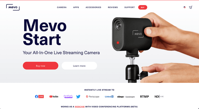 Mevo's Shopify Website Homepage
